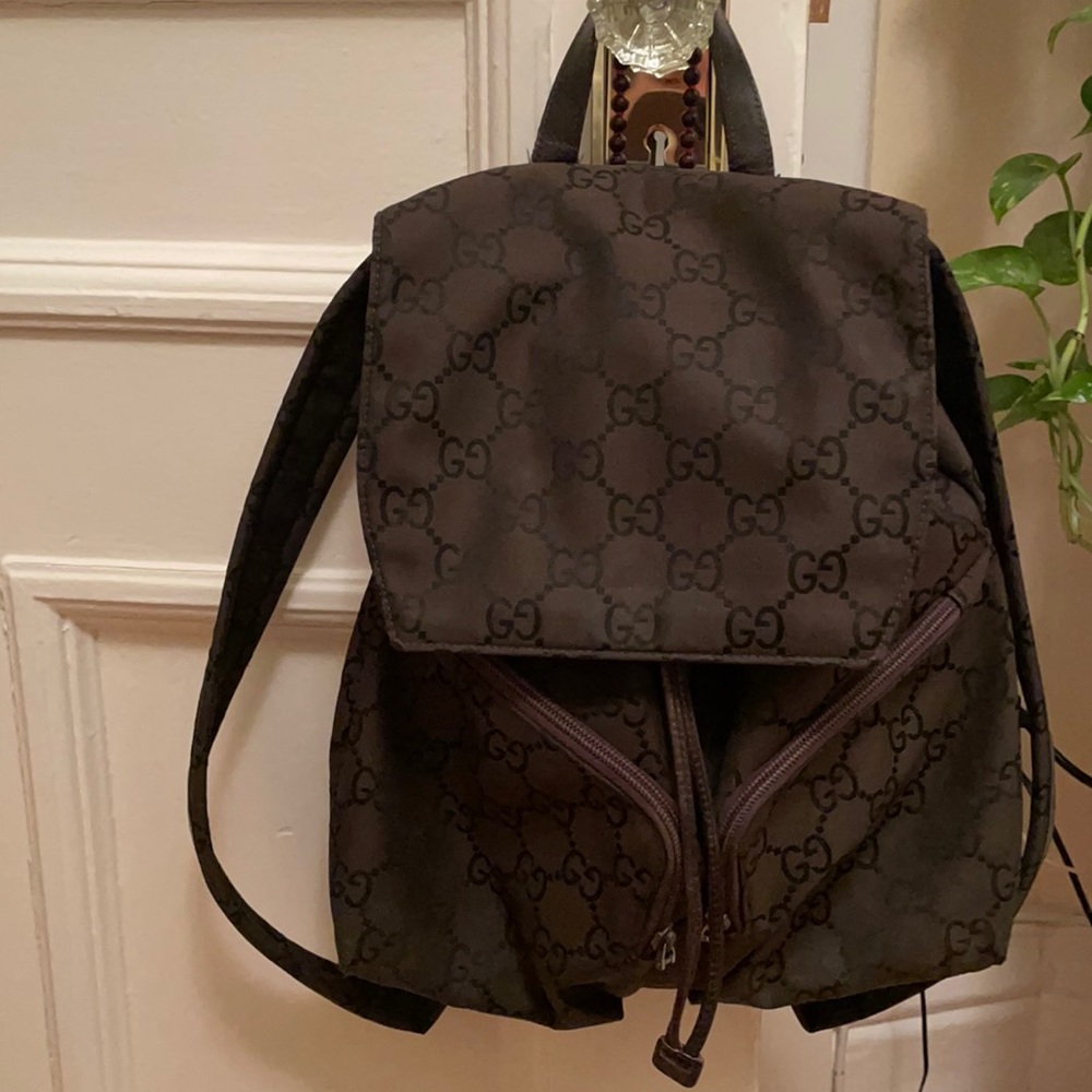 Authentic GUCCI GG Pattern Backpack in Canvas and Leather